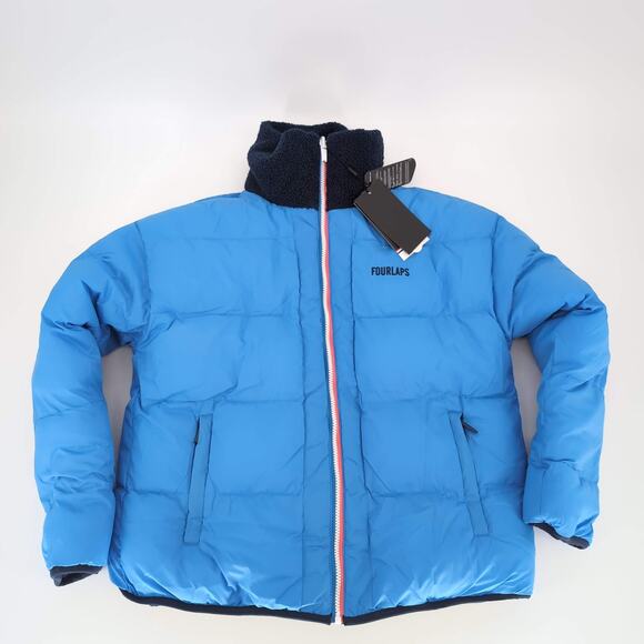 Fourlaps Polar Quilted Reversible Unisex Navy Blue Sherpa Jacket - Size S - NWT - Picture 7 of 16